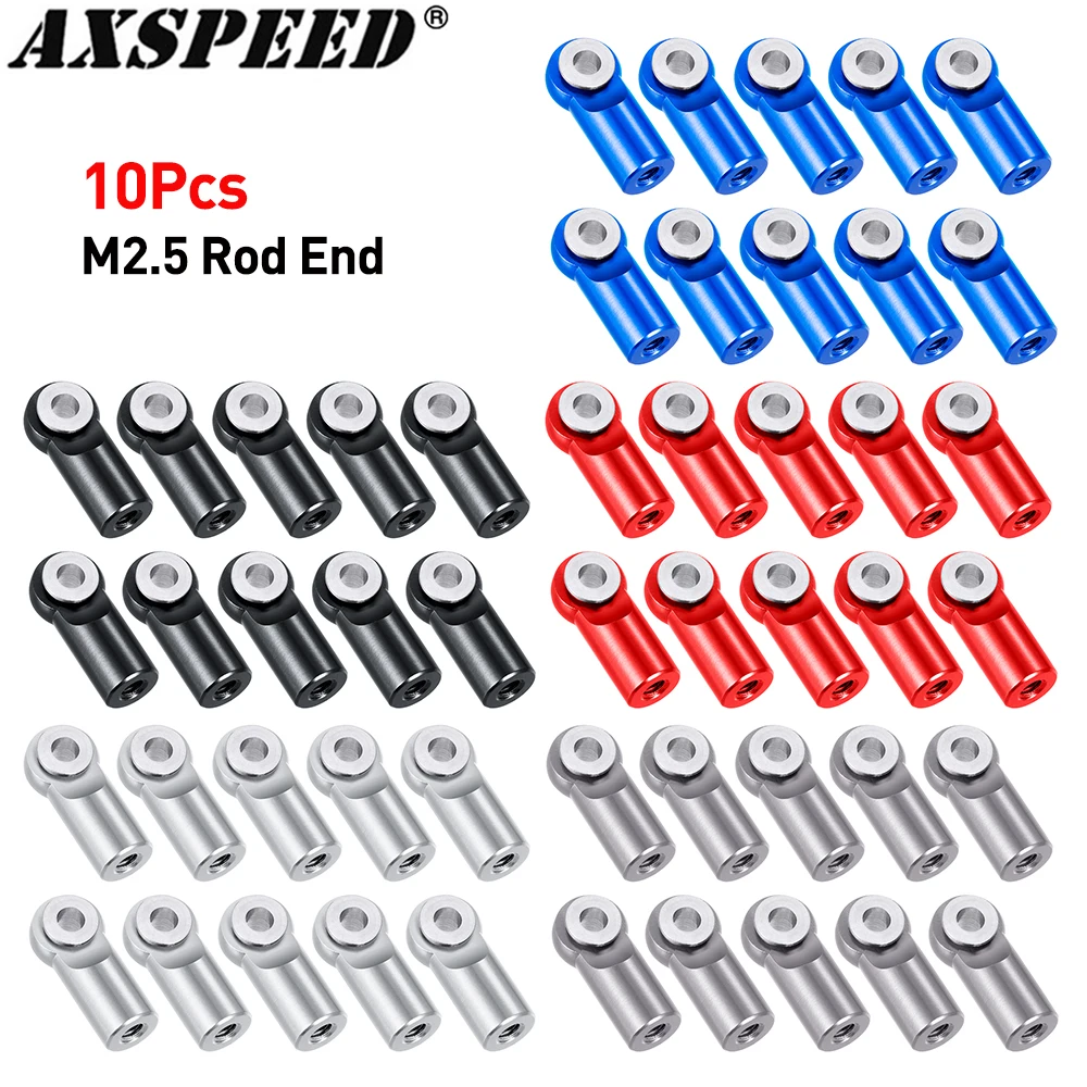 AXSPEED 10Pcs M2.5 Rod Ends Joints Holder Tie Right-Hand Screw Ball Head for 1/10 TRX4 TRX6 Axial SCX10 D90 Wraith Tamiya CC01