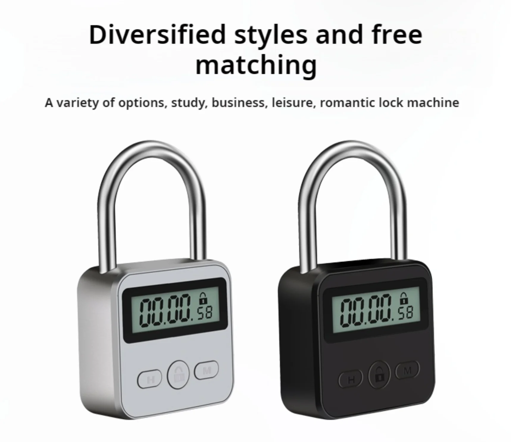 Timer Padlock LCD HD Display Add Backlight Zinc Alloy 99 Hours Max Timing Super Long Standby Anti-addiction Electronic Lock