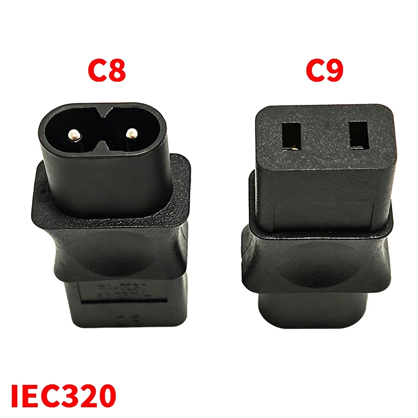 IEC 320 C8 Male To IEC 320 C9 2 Pin Female Connecter Adapter 6A 250V C8 to C9 Industrial Power Converter Plug