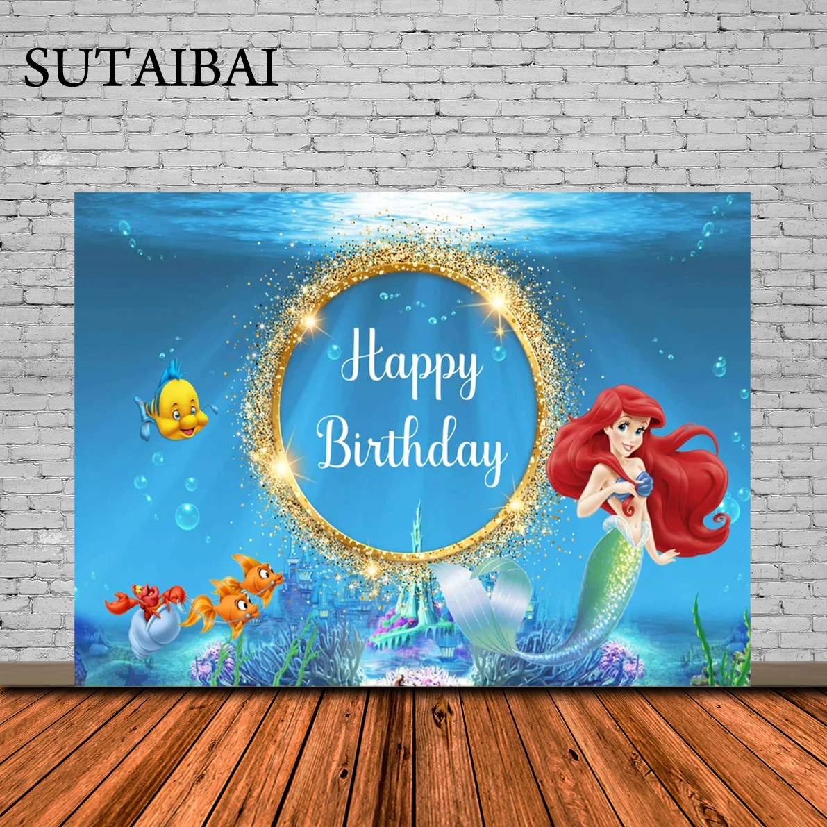 Little Mermaid Backdrop Girls Birthday Decoration Ariel Princess Photo Background Seabed Shell Treasure Photocall Props Poster