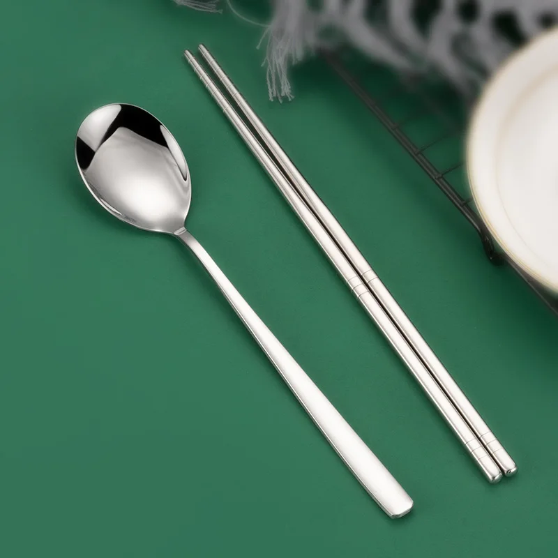 304 stainless steel Korean style fork spoon adult fork high-end chopstick set food grade tableware spoon