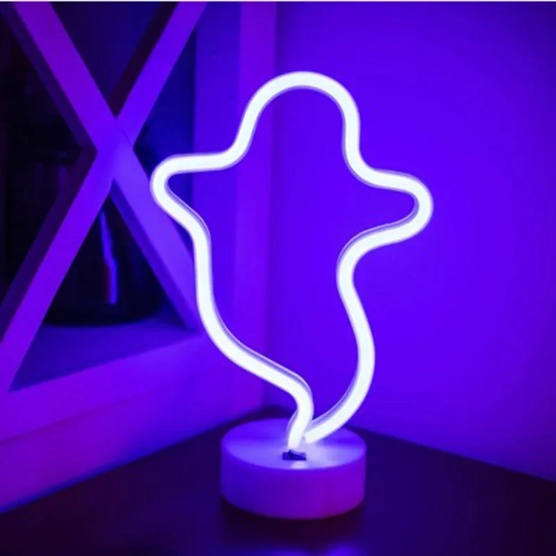 Halloween Party Decoration LED Ghost Pumpkin Bat Neon Lights Wall Decor  Neon Lamps For Kids Living Room Wedding Night Lights