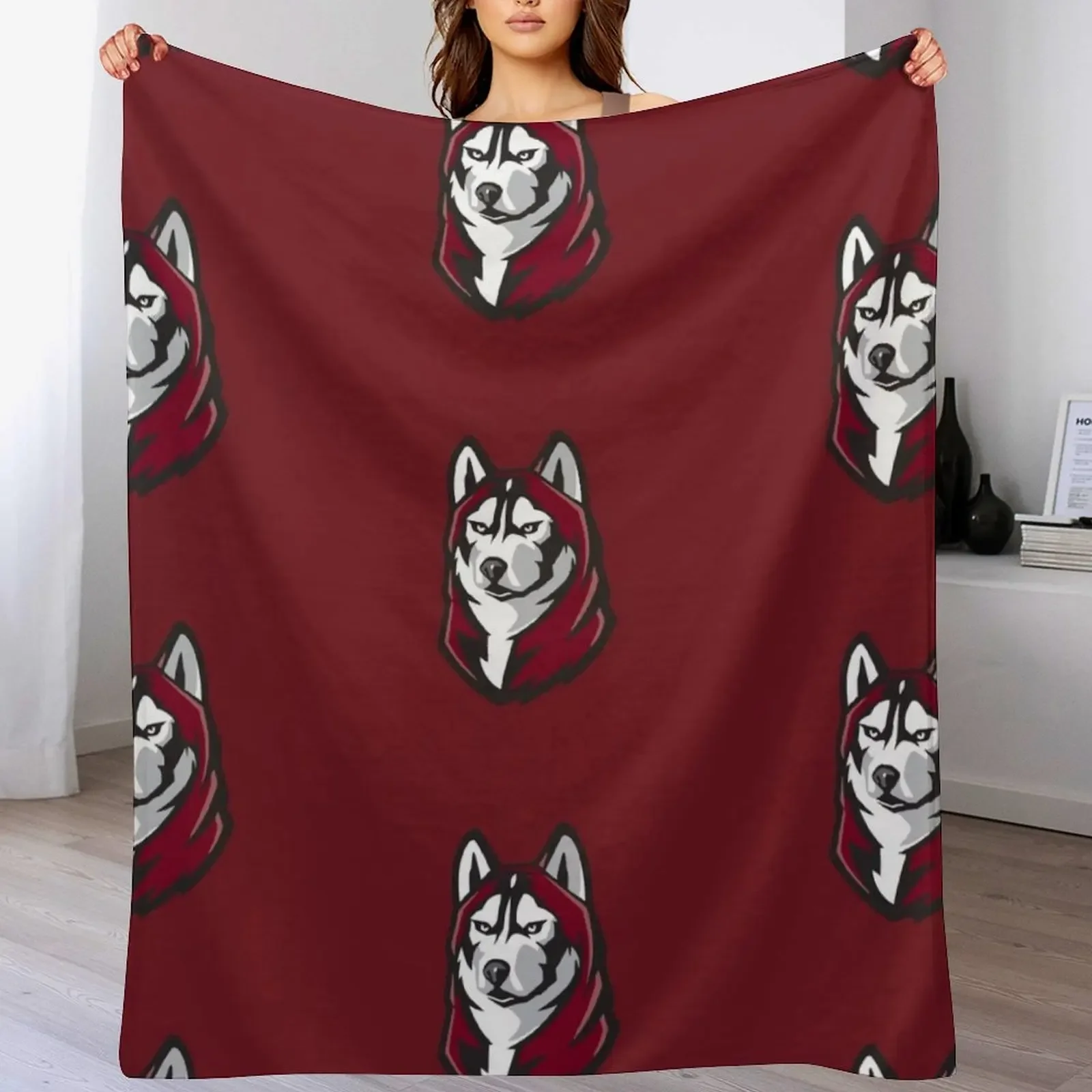 Huskies fans maroon Throw Blanket Soft Sherpa Fleece Warm Blanket for Winter