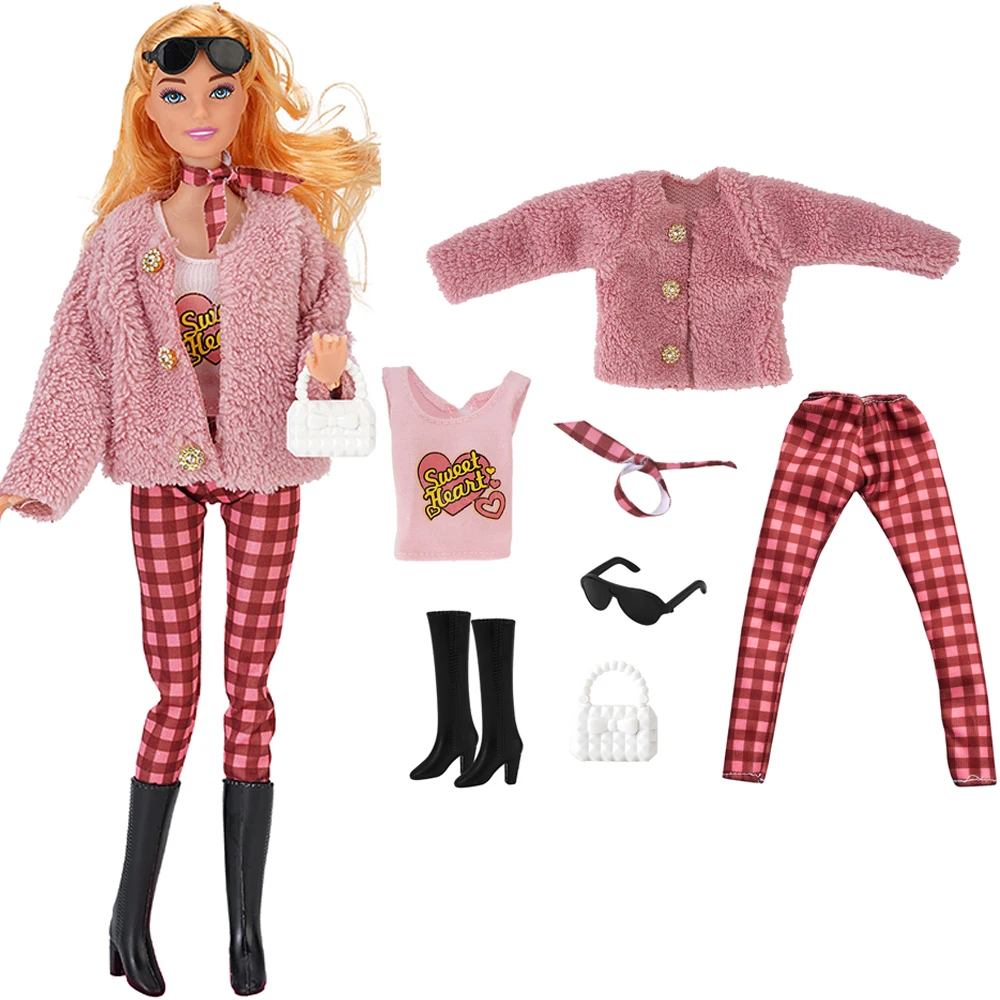 11,5 inch pop roze kledingset voor 1/6 poppenkleertjes 30 cm popaccessoires mode jas broek voor 11,8 inch poppenjurk JJ