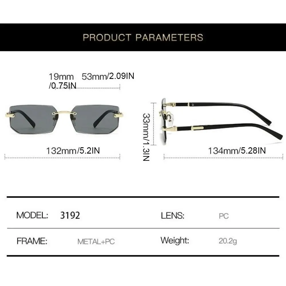 موضة UV 400 بدون شفة النظارات الشمسية مستطيل Y2K الرجال النظارات الشمسية Steampunk الكورية نمط القيادة ظلال النظارات الإناث #5