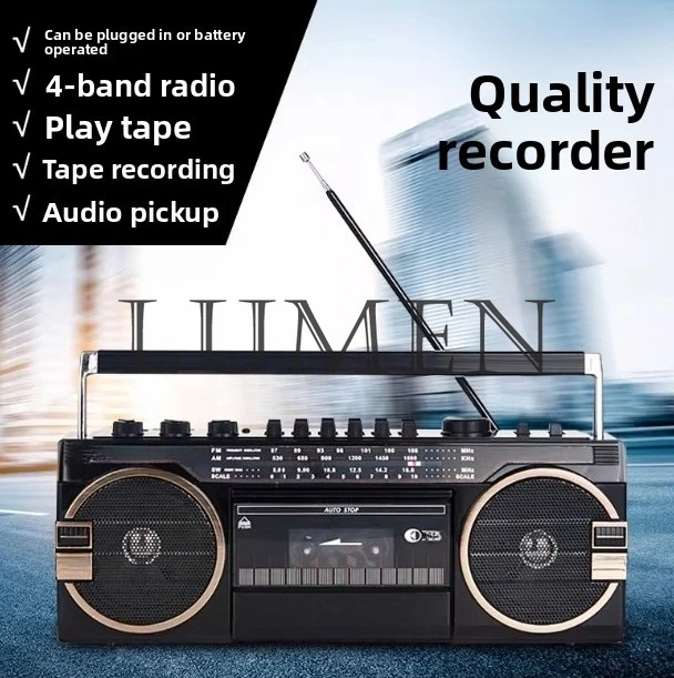 

Новый антикварный мощный четырехдиапазонный магнитофон, проигрыватель кассет, радиоприемник, USB, SD-карта, Bluetooth.