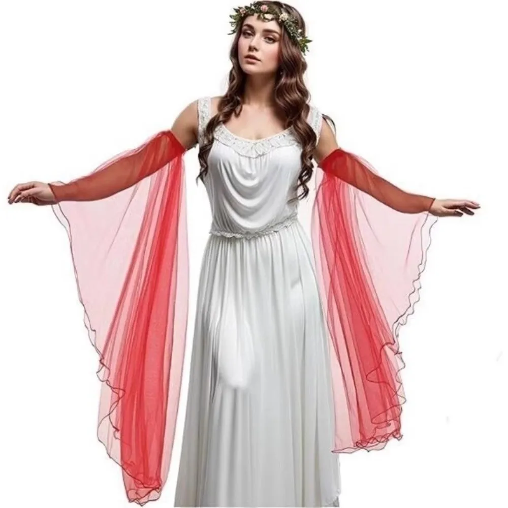 1-ペアエレガントな女性のドレススリーブロングチュール取り外し可能なビクトリア朝のロング手袋シアーチュール手袋ウェディングドレスアクセサリー