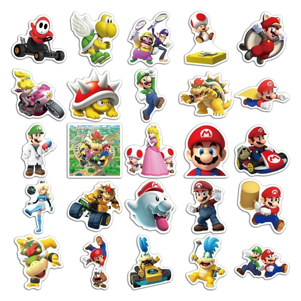 Cartoon Super Mario Bros Game Stickers Anime Decals for Laptop Skateboard Guitar Notebook Suitcase Waterproof Stickers Kid Toy