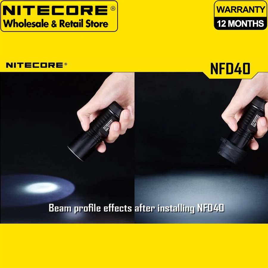 Filtro Nitecore 40mm NFR40 NFB40 NFG40 NFD40 adequado para lanterna com cabeça de 40mm