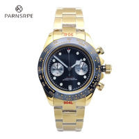 39MM  New Design Vintage Men's Watch Moon Quartz Watch Men's Speed Sport Chronograph AR Sapphire VK64 Clock relogio masculino