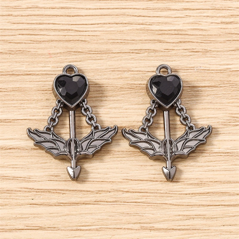 5 Stück 19x16mm Niedliche Kristall-Metall-Pfeil-Anhänger für Schmuckherstellung, Ohrhänger, Halsketten, Armbänder, DIY-Bastelbedarf – Detail 23
