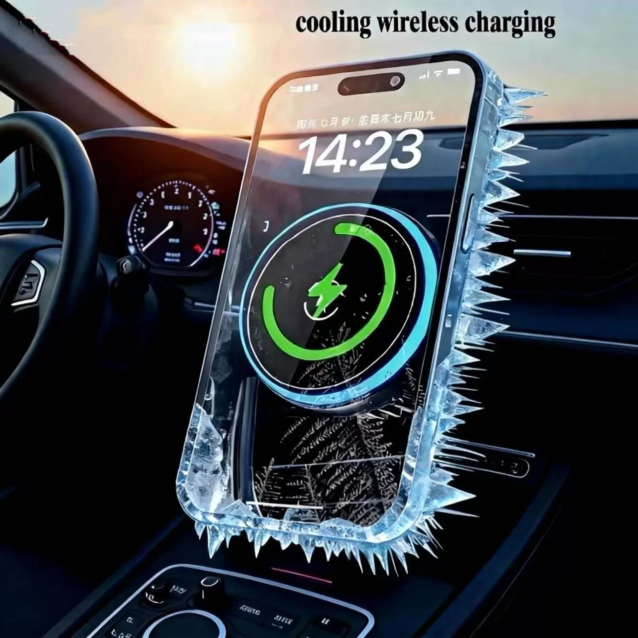 

Охлаждающее беспроводное зарядное устройство с охлаждением, автомобильная быстрая зарядка для iPhone 17 Pro Max, Samsung, беспроводная подставка, держатель для телефона с зарядкой