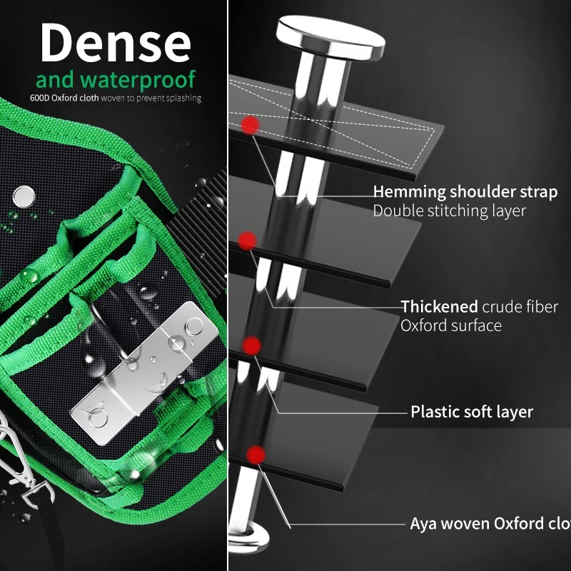 DawsonMulti-function Storage Bag Oxford Cloth Waist Pack Hardware Repair Tool Pocket Wrench Pliers Electrician Household Belt