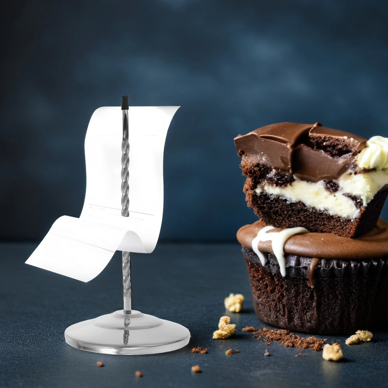 حامل فواتير من الفولاذ المقاوم للصدأ، قاعدة سبايك شديدة التحمل، منظم إيصالات ثابت لمطعم المطبخ والمكتب