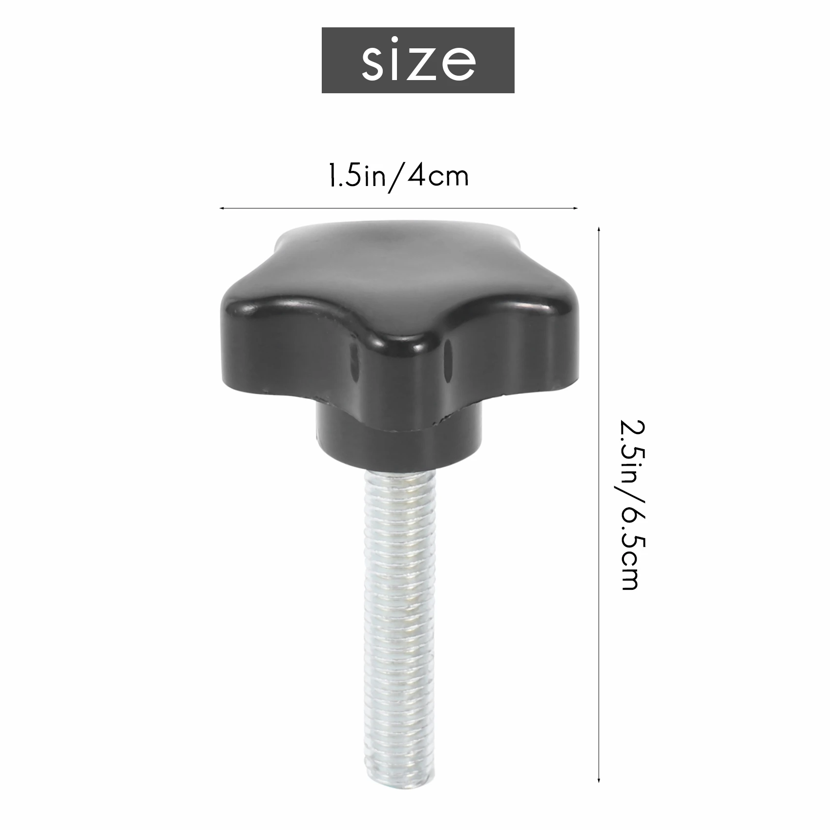 스타 헤드 윙 나사 클램프 손잡이 손잡이, M8 x 40mm 나사, 블랙