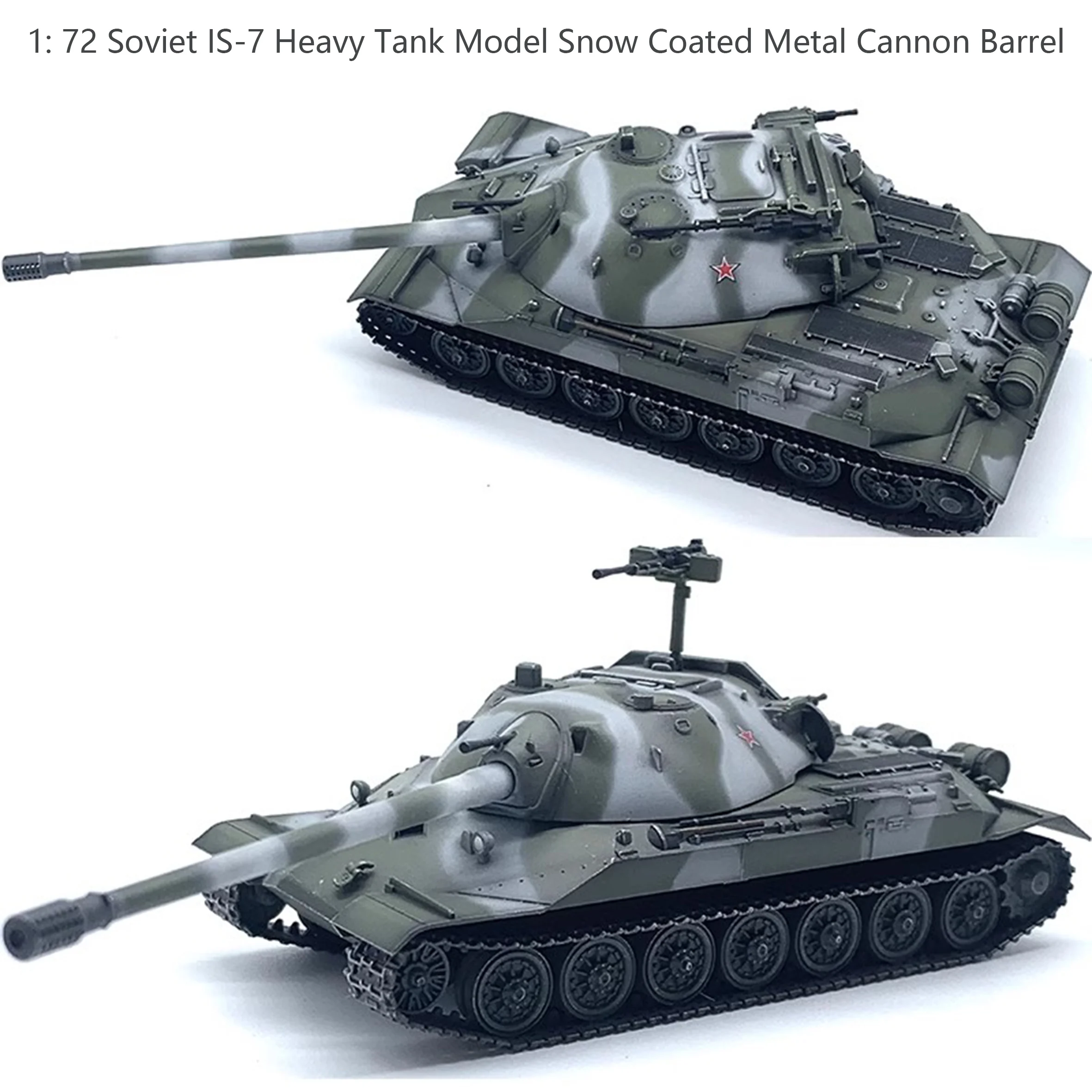 1: 72 Soviet IS-7 Heavy Tank Model Snow Coated Metal Cannon Barrel  Finished model decoration