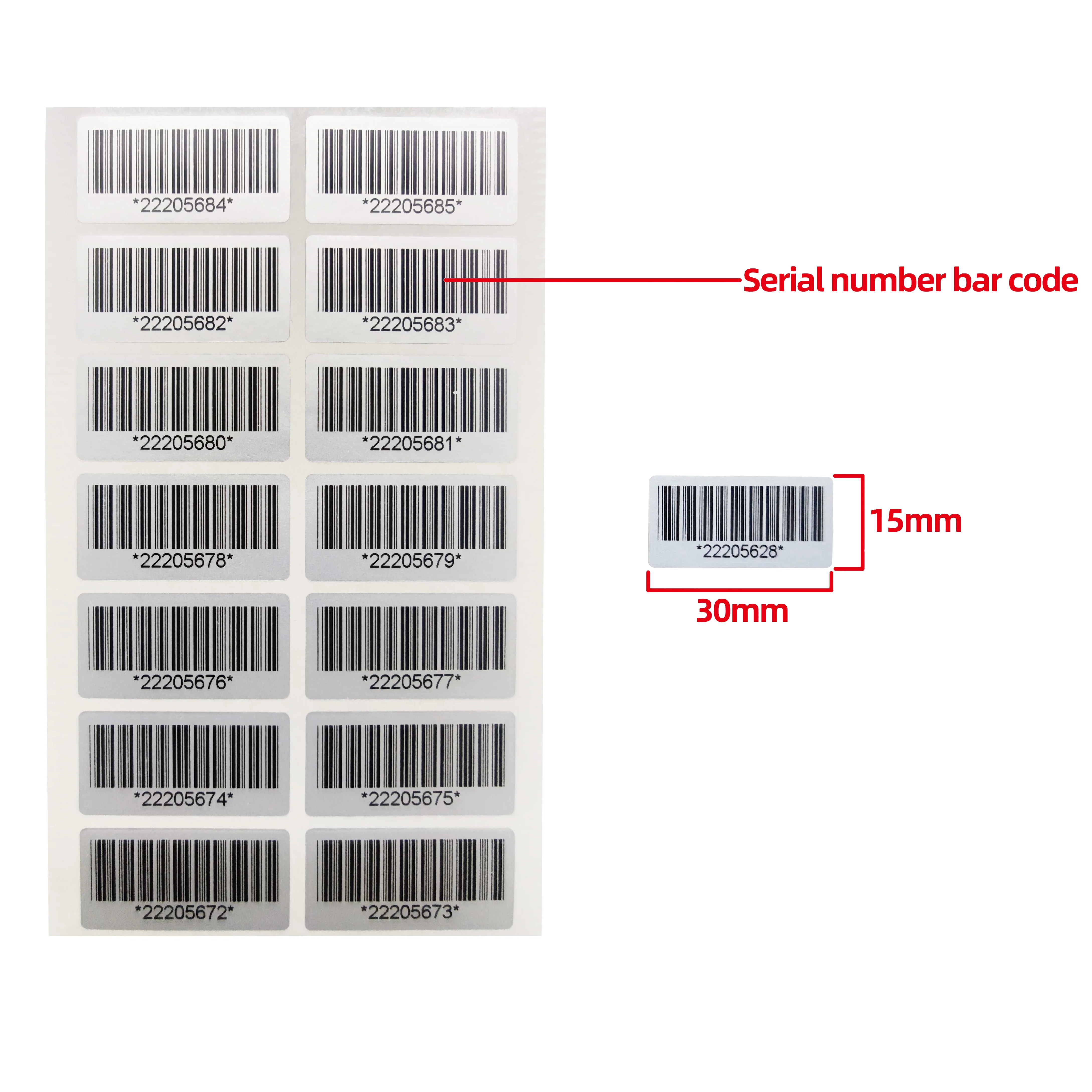 100pcs Tamper-proof warranty sticker 30X15mm security seal Anti-counterfeiting warranty label Serial number barcode sticker