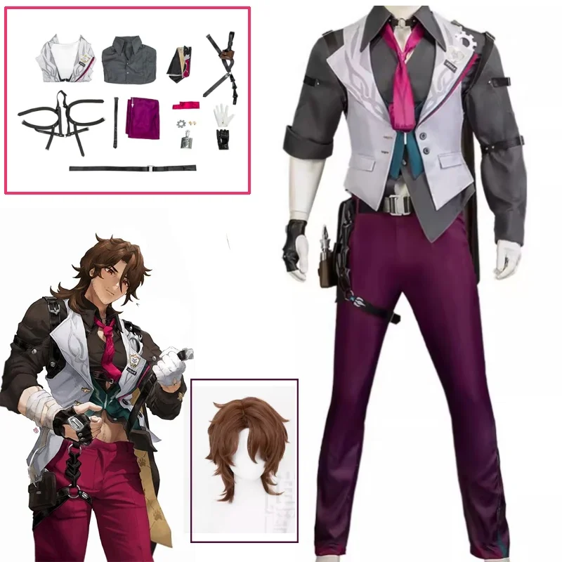 Honkai-Costume de Cosplay Star Rail Gallagher pour Homme, Officier de Sécurité, Tenue de ixd'Halloween, Perruque, Ensemble Complet