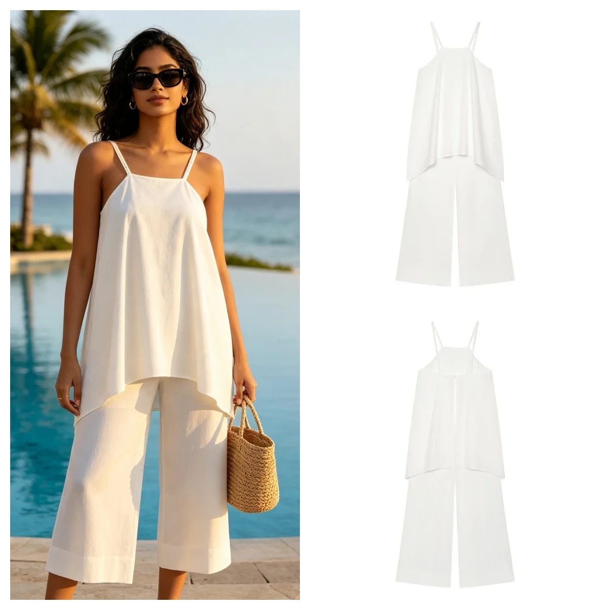 Guobioziy Women's Halter Neck Jumpsuit 2026Summer Collection Solid Color British Style Suitable for Casual Office＆Street Fashion