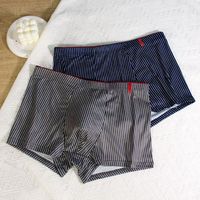 4PCS Simple Stripe Men's Flat Panties Low Waist Loose Men Boxer Large Size Underpants Underwear for Man Gifts