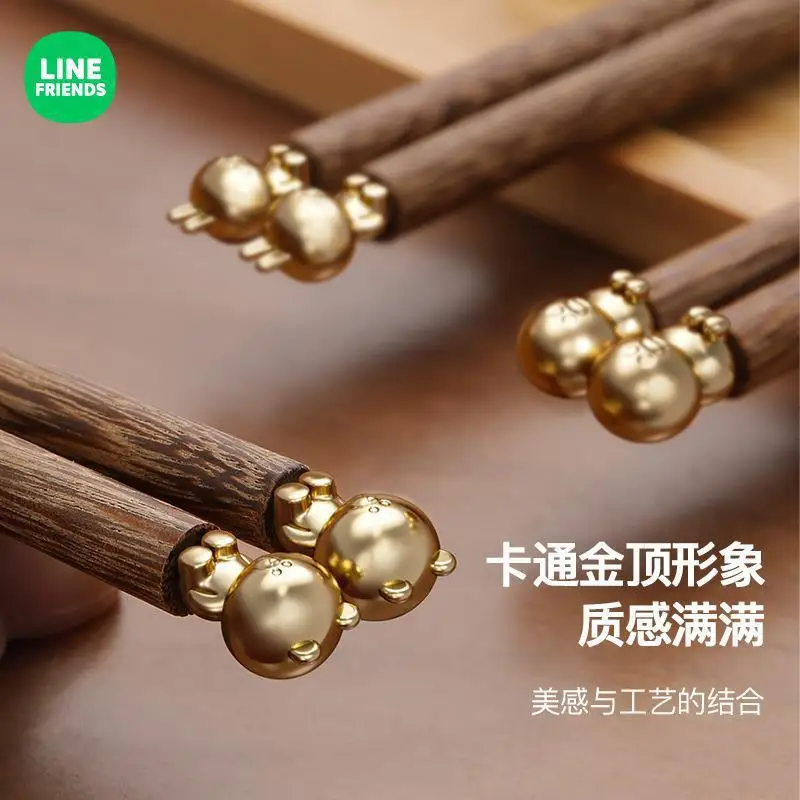 LINE FRIENDS Cartoon Creative Cute Wooden Chopsticks for Home Use Practical One Person One Chopstick Single Person Chopsticks