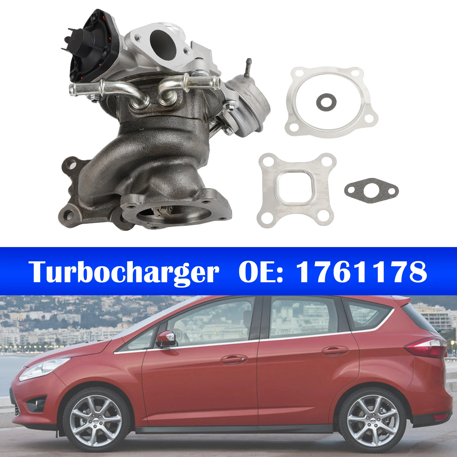 Artudatech Turbo Turbocharger + Gaskets for Ford Fiesta Focus C-Max Transit 1.0L 1761178 Car Accessories