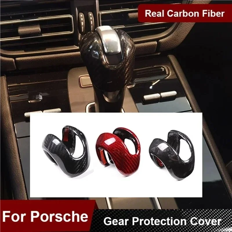 

For Porsche Macan 22-23 Real Carbon Fiber Gear Shift Knob Console Head Protection Cover Parts Interior Modification Accessories