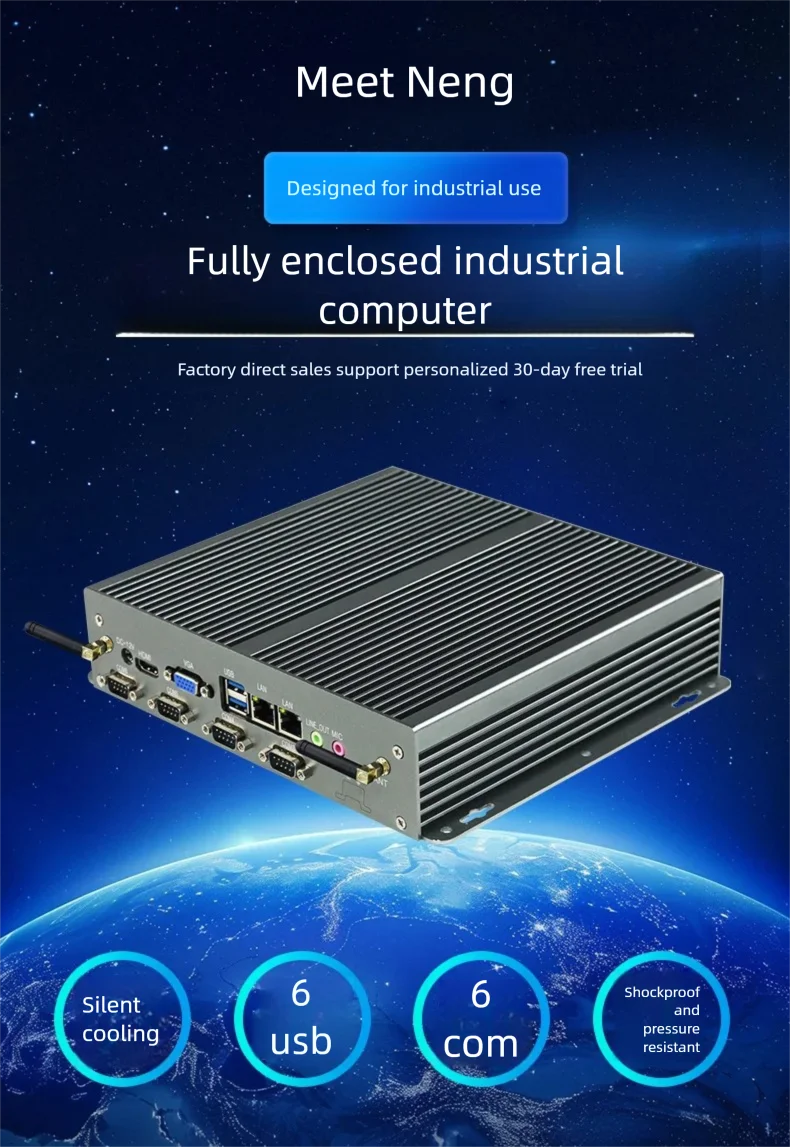 MeetNeng BPC-101 Industrial Mini PC Box with Intel J1900 4GB RAM 128G Storage Quad-core Processor Fanless Mini Computer New Used