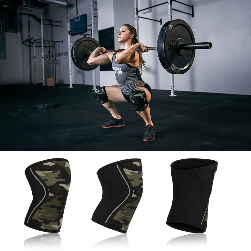 (S-2XL)1 Pair 7mm Neoprene Sports Kneepads Compression Leg Sleeves Weightlifting Pressured Crossfit Training Knee Pads Support