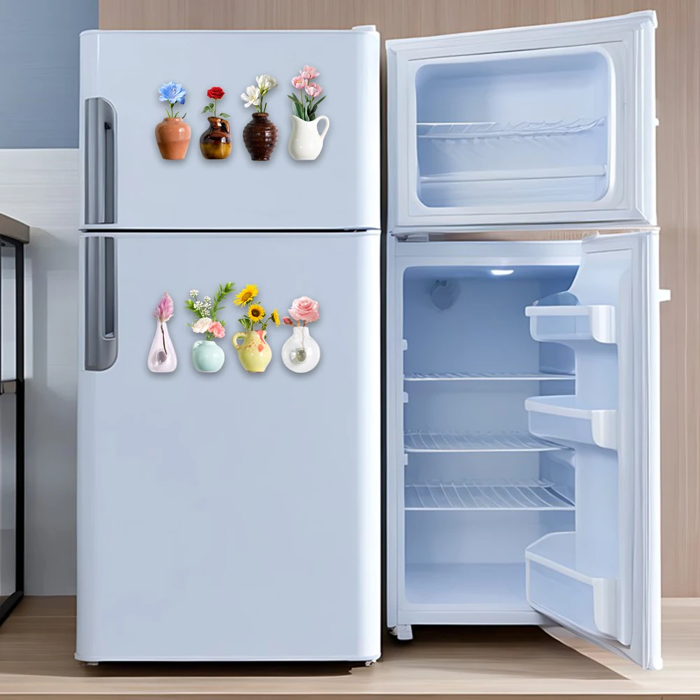 Mini Vase Magnets DIY Ceramics Vase Fridge Magnet Lightweight Creative Message Sticker for Air Conditioners Fridge House