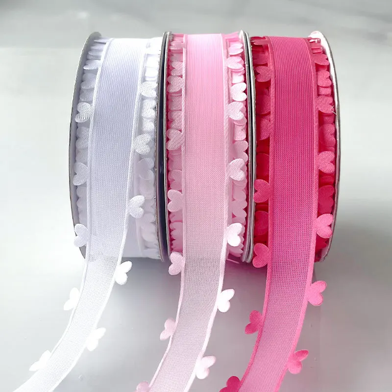 

Лента из органзы, красочная лента «Любовь», лента в форме сердца, 2,5 см х 20 ярдов для банта ручной работы, подарочная упаковка, свадебный декор