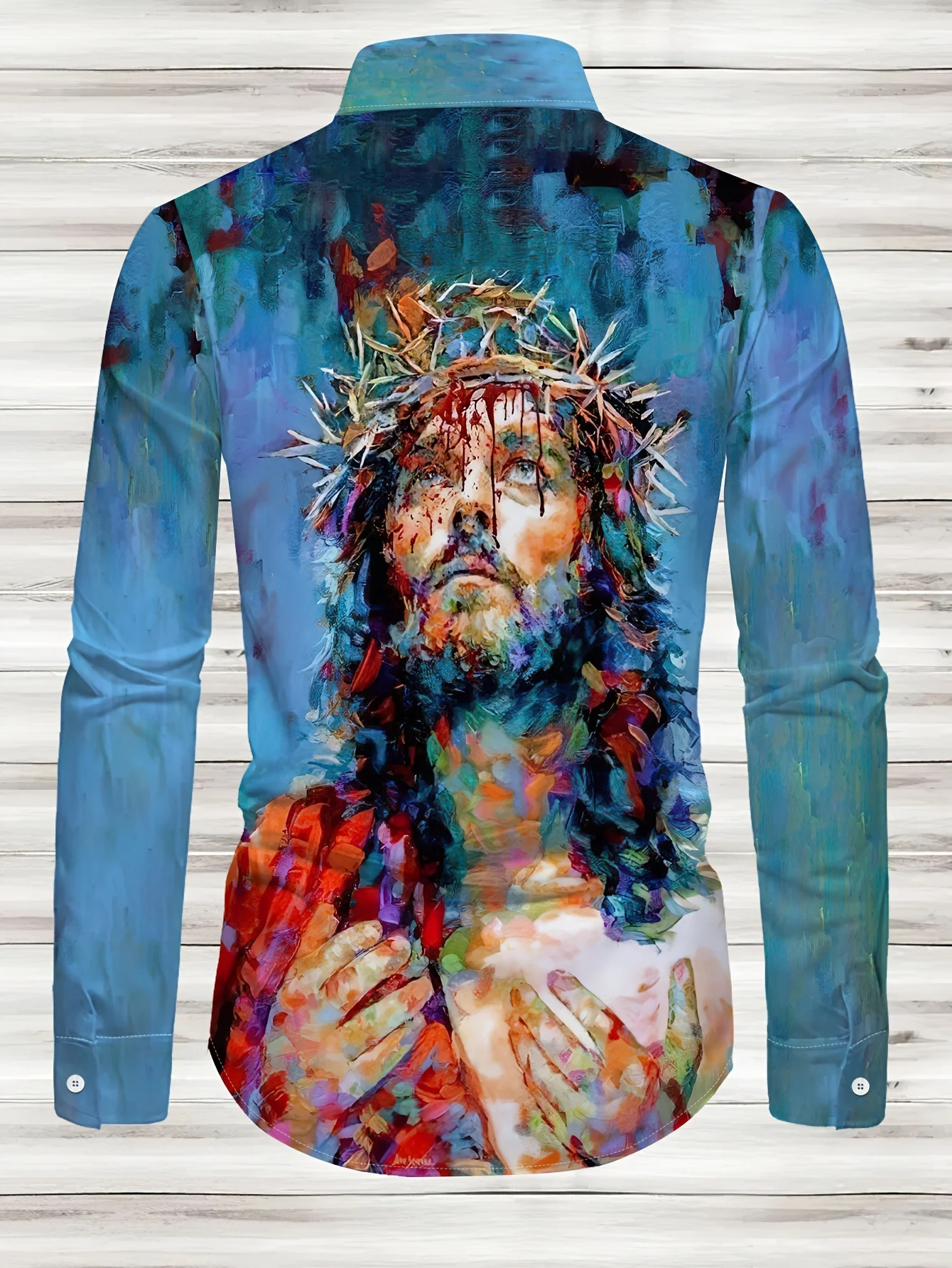 Men's long-sleeved shirts with bold abstract prints - bright colour-block designs, versatile fashion 2025