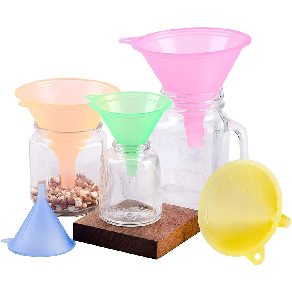 

5 pcs Mini Kitchen Funnel Plastic Liquid Filling Tool For Oil Vinegar Bottle Narrow Flask Science Automotive Cleaning Portable