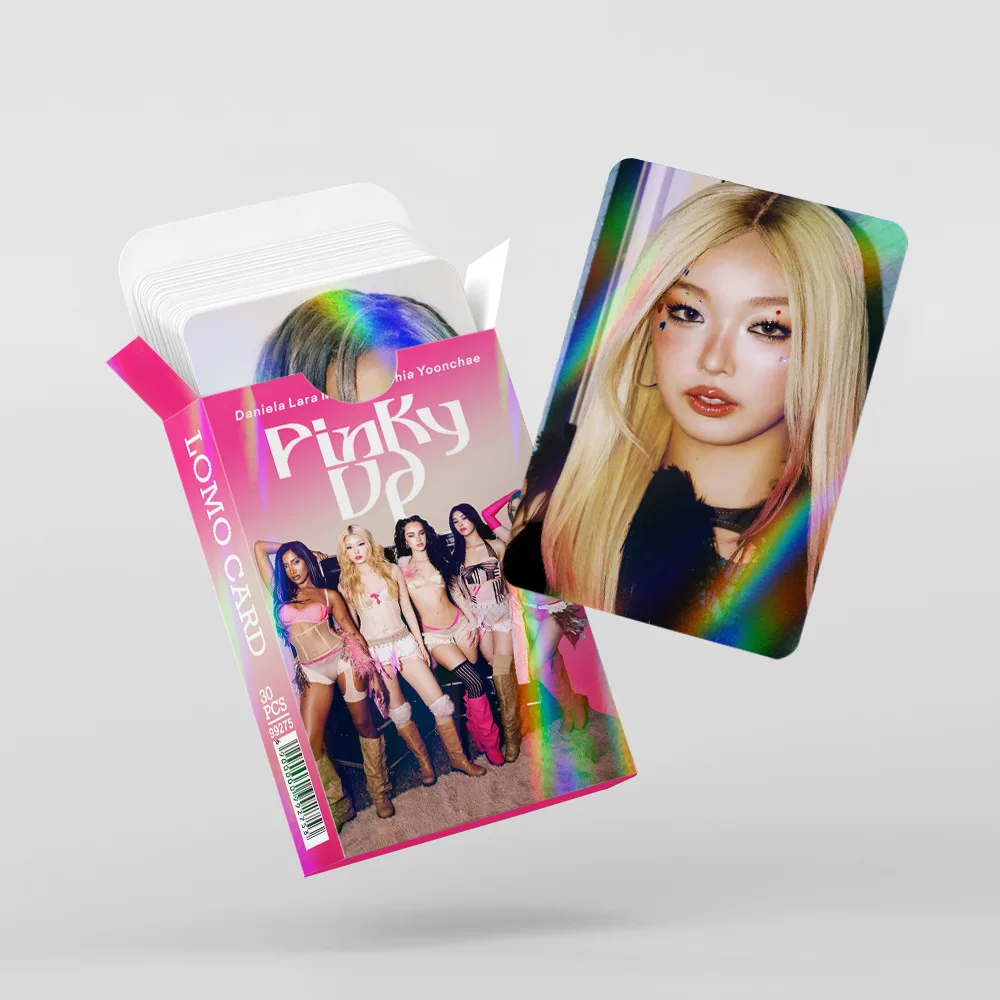 30Pcs KATSEYE PINKY UP Laser Photocards Star Collection Lomo Cards Holographic Flash Cards Idol Signature Photo Cards Fans Gifts image 3
