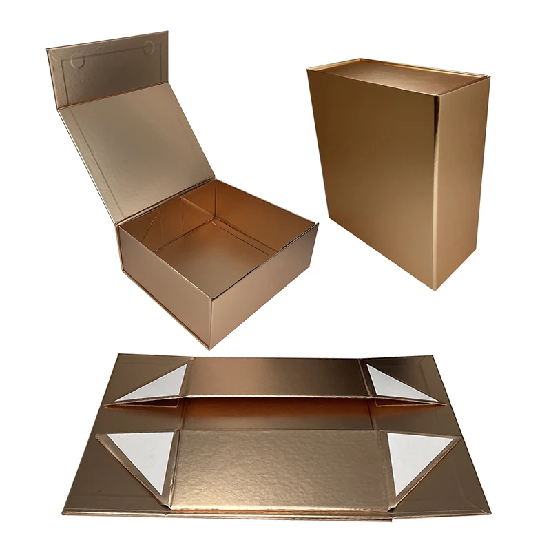 Custom , Hot selling luxury gift wrapping hamper box gold color screen printing OEM folding gift box for packaging