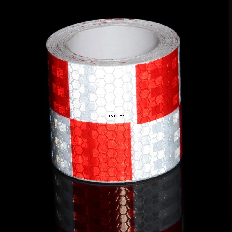 5cm*10m PVC Reflective Car Stickers Grid Checkered Pattern Tapes Waterproof Adhesive Reflectors Warning Safety Strips For Trucks