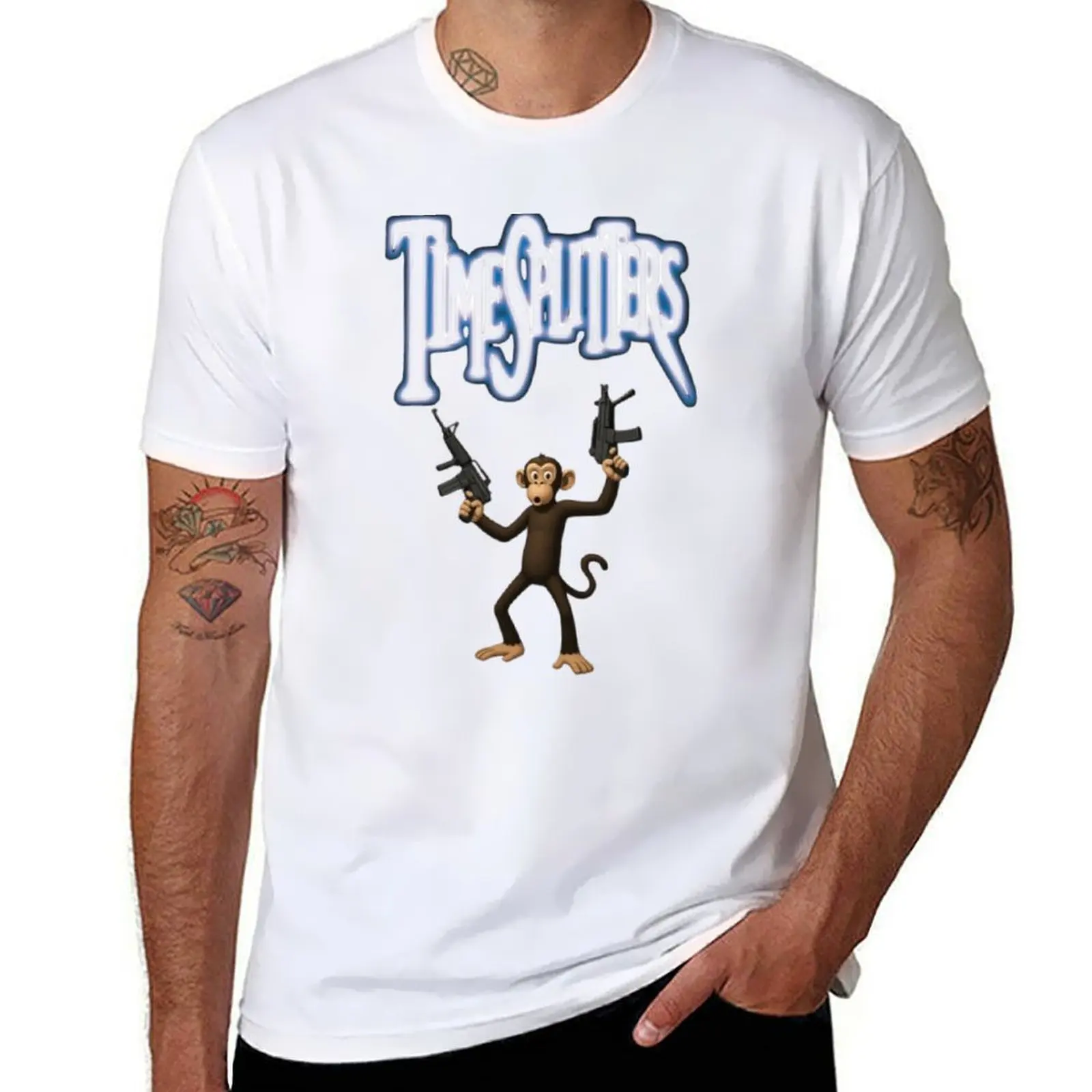 Time splitters Time-Blasting Monkey – Retro FPS Game Parody Tee T-Shirt t shirt man plain t shirt man cotton T-Shirt