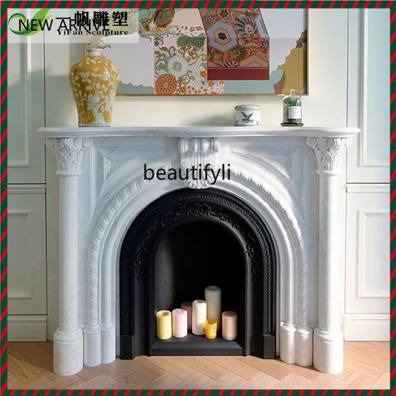 

KK32 Marble fireplace French marble stone fireplace porch arched European American simple modern
