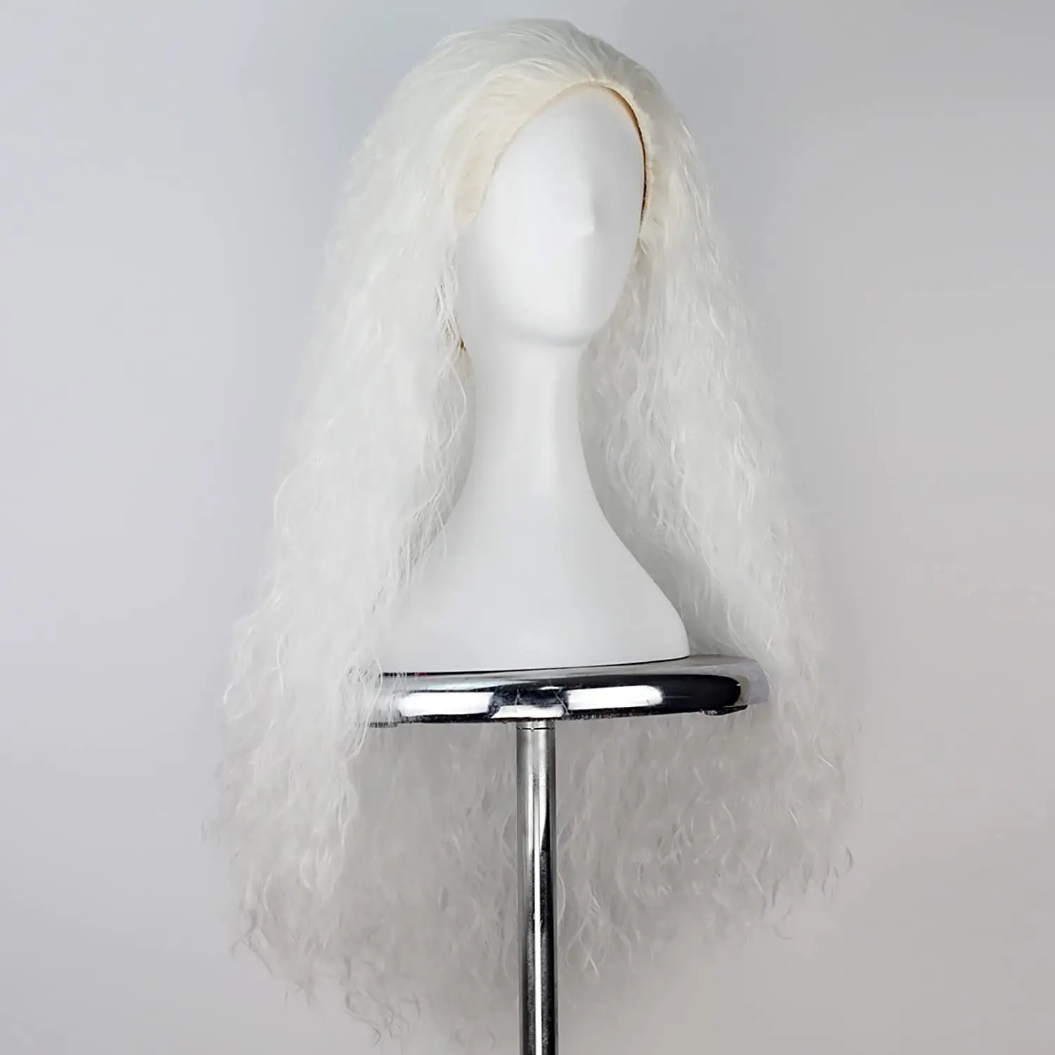 Perruque synthétique longue ondulée pour filles, cheveux blancs crépus naturels, perruque de grand-mère, Costume de Cosplay de princesse pour