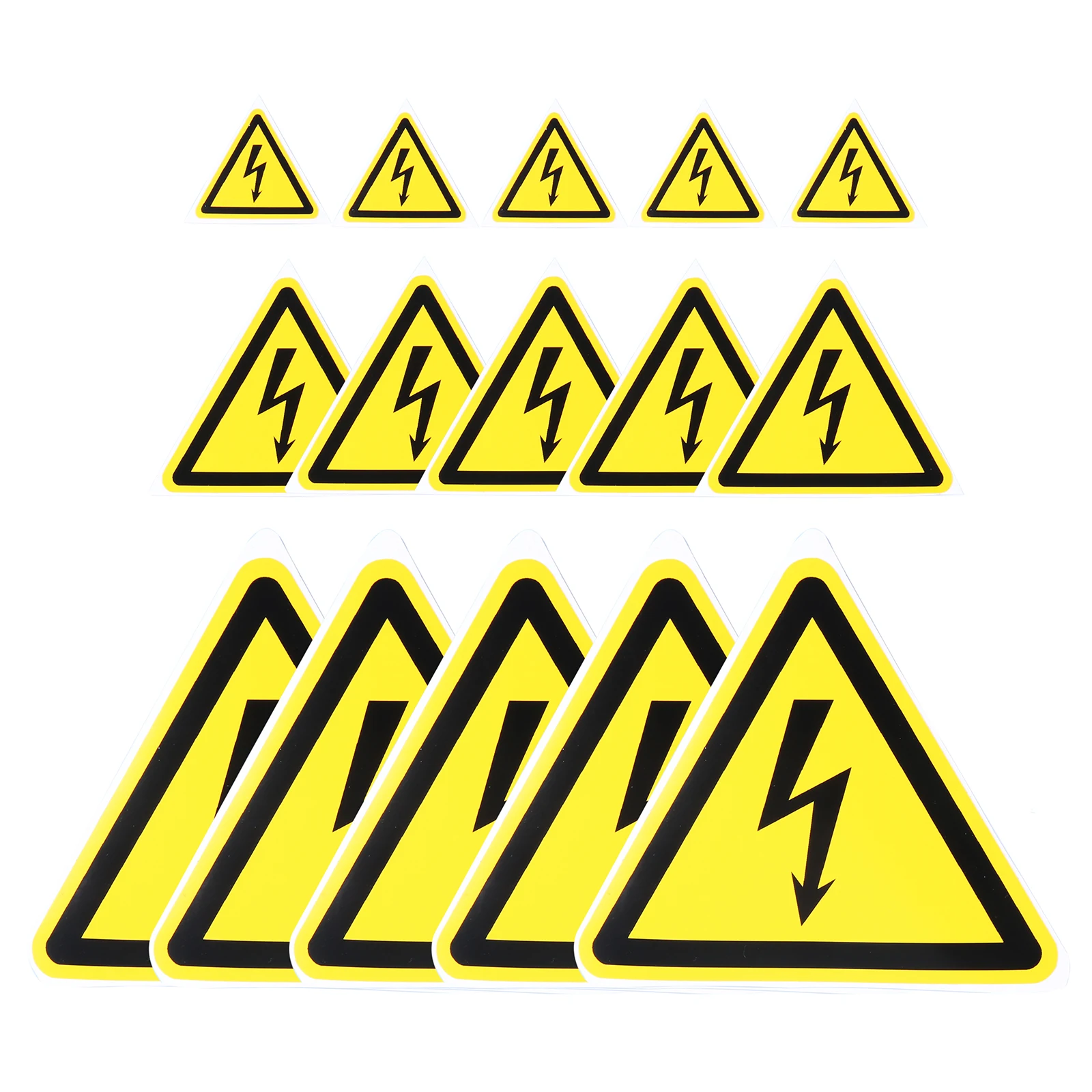 5 or 10pcs Safety Warning Stickers Beware of Electric Shock 2.5/5/10cm Equilateral Triangle PVC Adhesive Label Yellow Sign Decal