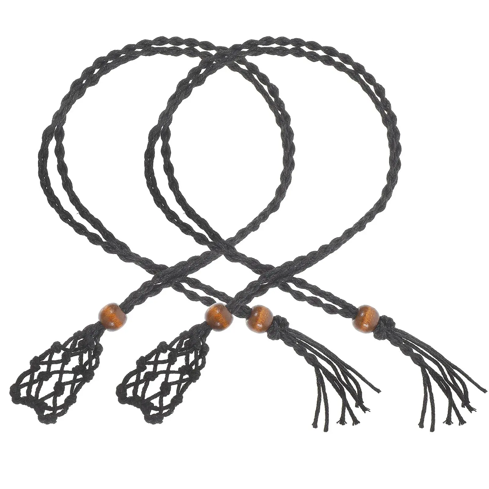 

2 Pcs Crystal Necklace Jewelry Making Cord Net Bag Empty Stone Cotton Thread Holder