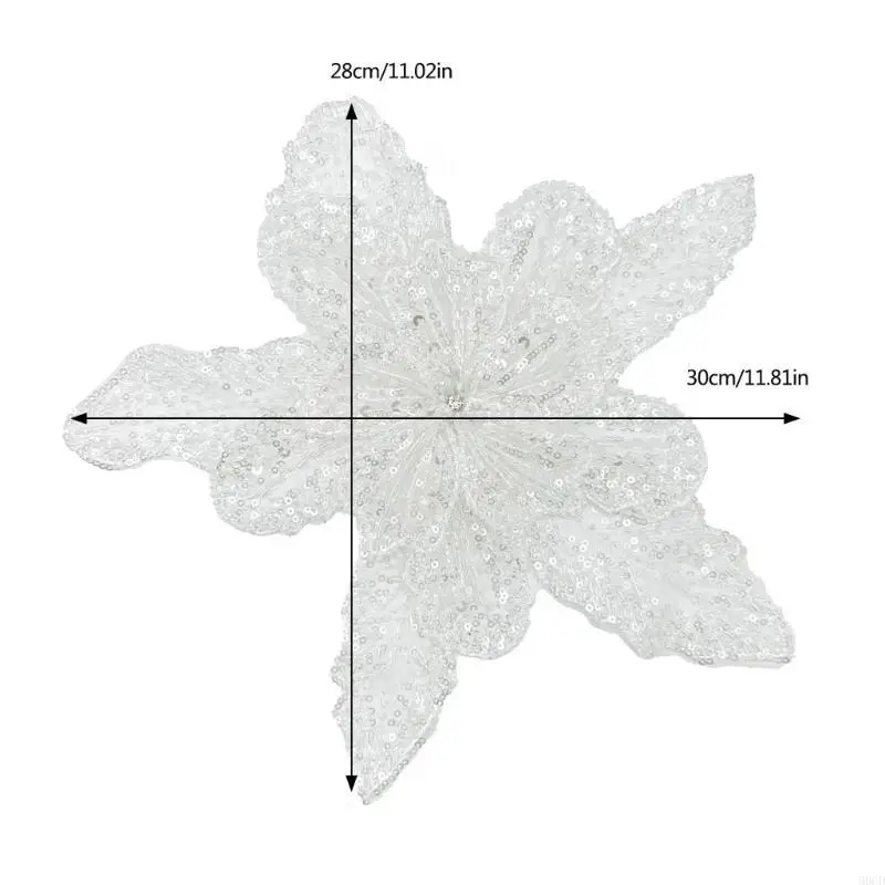 M6CD Sequined Flower Applique Trim for Evening Skirt Clothes Diy Accessories