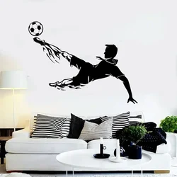 Wall Decal Soccer Player Vinyl Sticker Football Player Ball Team Game Football Sport Wall Sticker Interior Room Decals Murals