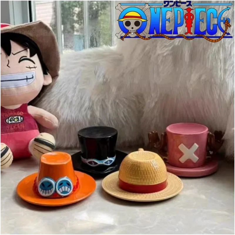 Hot Sale Cartoon One Piece Luffy Straw Hat Bowl Water Cup Decorations Anime Figure Cute Ramen Bowl Household Ceramic Tableware