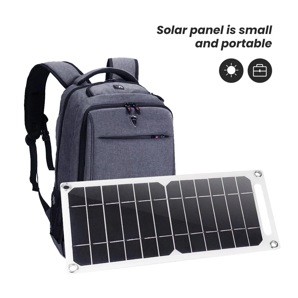 Solar Charger 6W 5V with USB Ports Portable Solar Panel for Outdoor Camping Hiking Emergency Devices