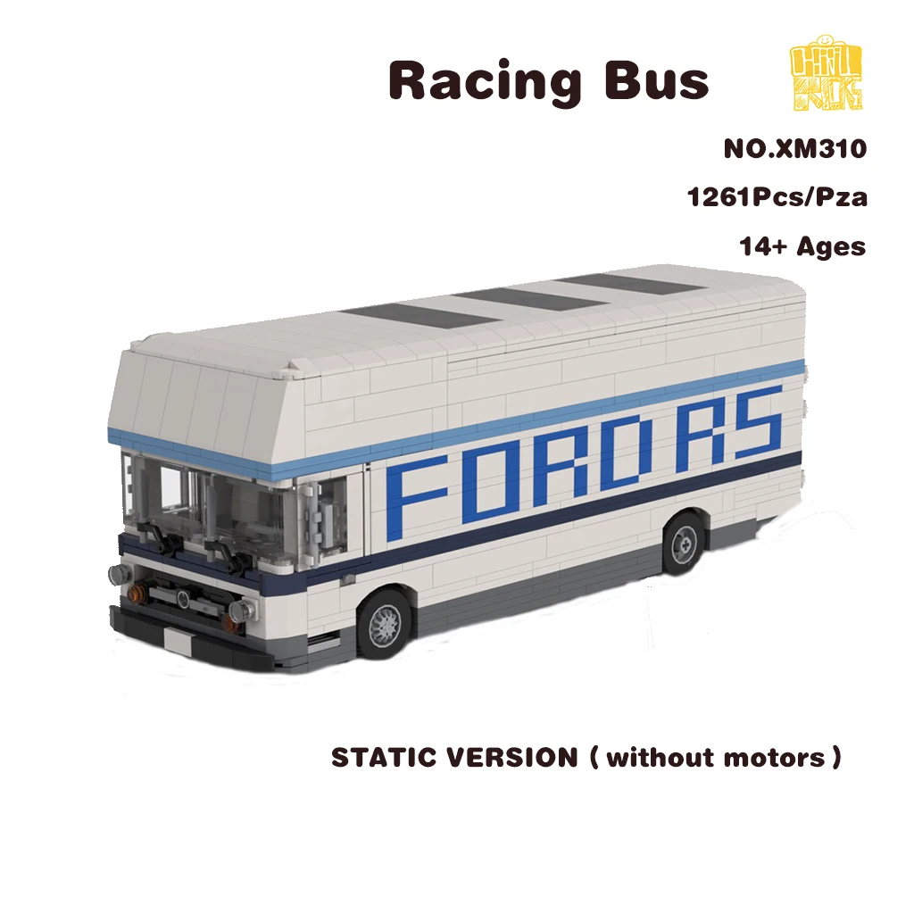 MOC XM310 Racing Bus Model With PDF Drawings Building Blocks Bricks Kids DIY Toys Birthday Christmas Gifts