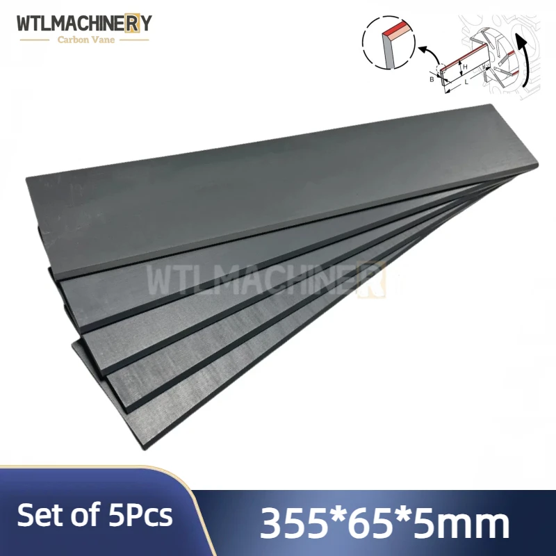 

5Pcs/Set 355x65x5mm Carbon Vane Graphite Vanes Carbon Sheet For Vacuum Pump Air Pump VTLF250