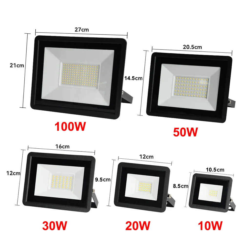 LED 투광 조명, 야외 정원 스포트라이트, 벽 램프 조명, IP66 방수 반사판, 100W, 20W, 30W, 50W, 220V