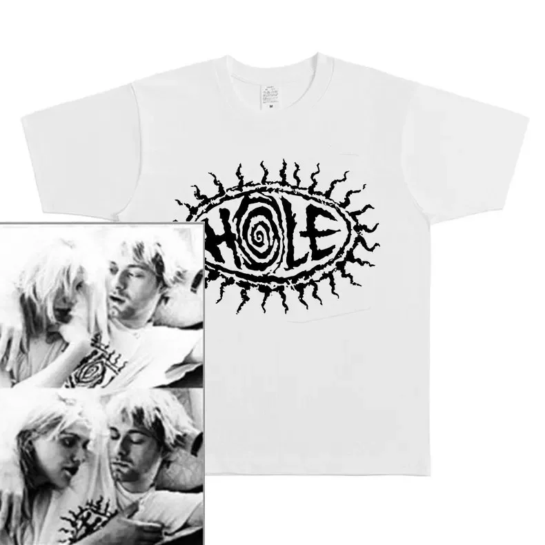 Hot Sale Alternative Grunge Rock Band Hole Courteny Love Print Kurt Cobain Same Style T-shirt Men Women Oversized Summer New Tee