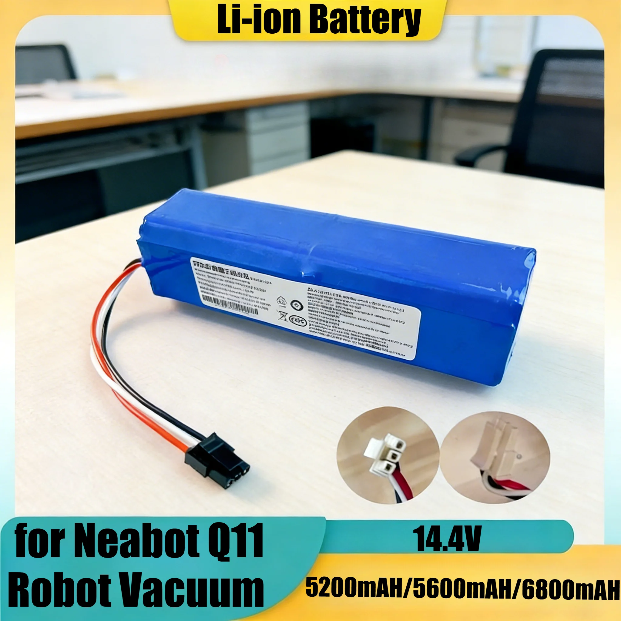 

Аккумулятор Li-ion 6800 мАч 14.4В высокой емкости для робота-пылесоса Neabot Q11, с защитой и быстрой зарядкой